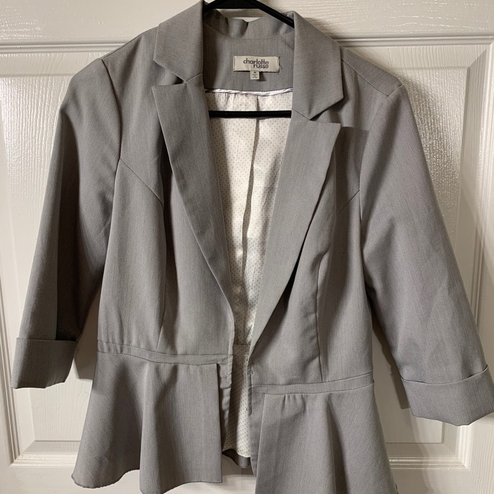 Grey Blazer with pleated flare